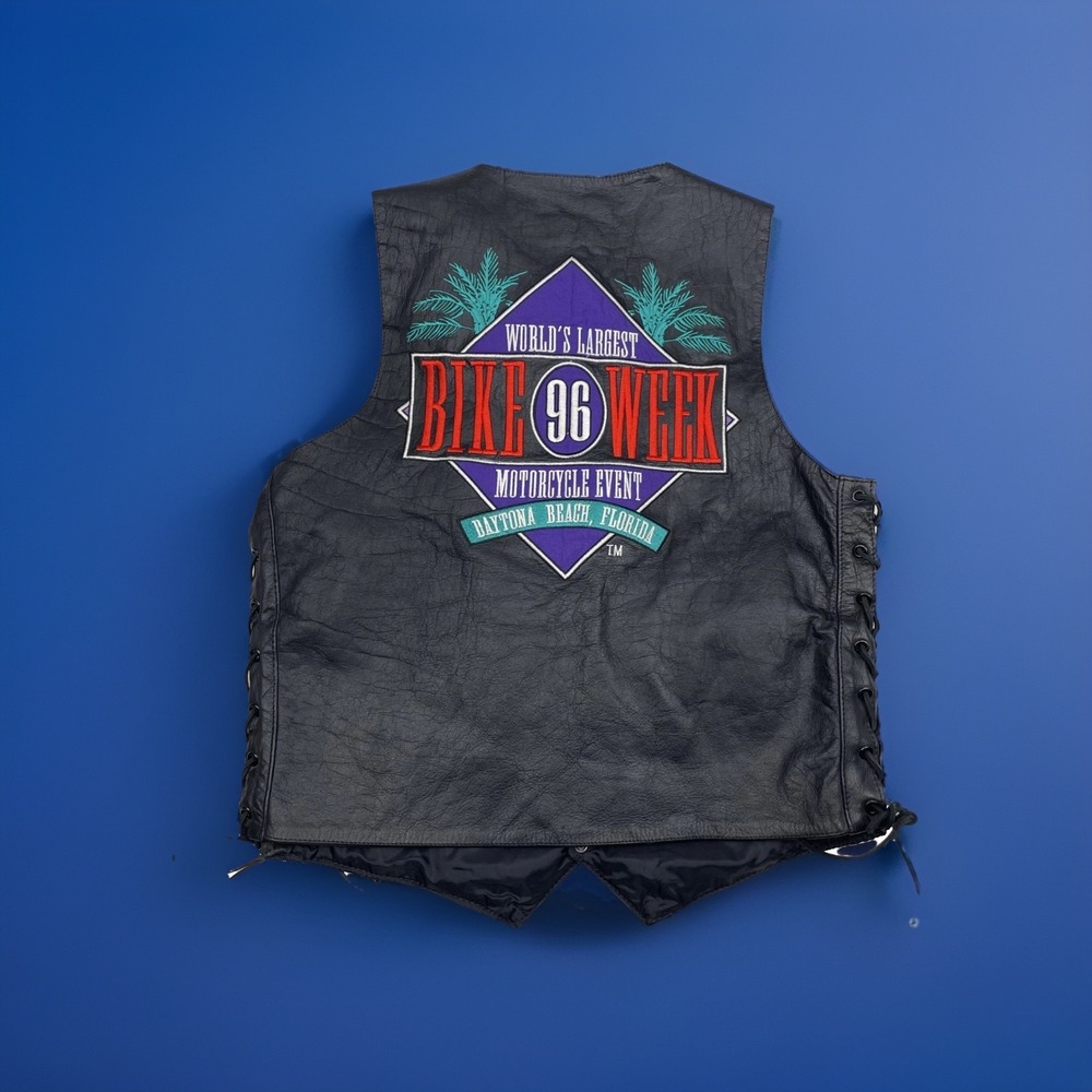 Worlds Largest Bike Week 1996 Daytona Beach Florida Motercycle Leather Vest Med